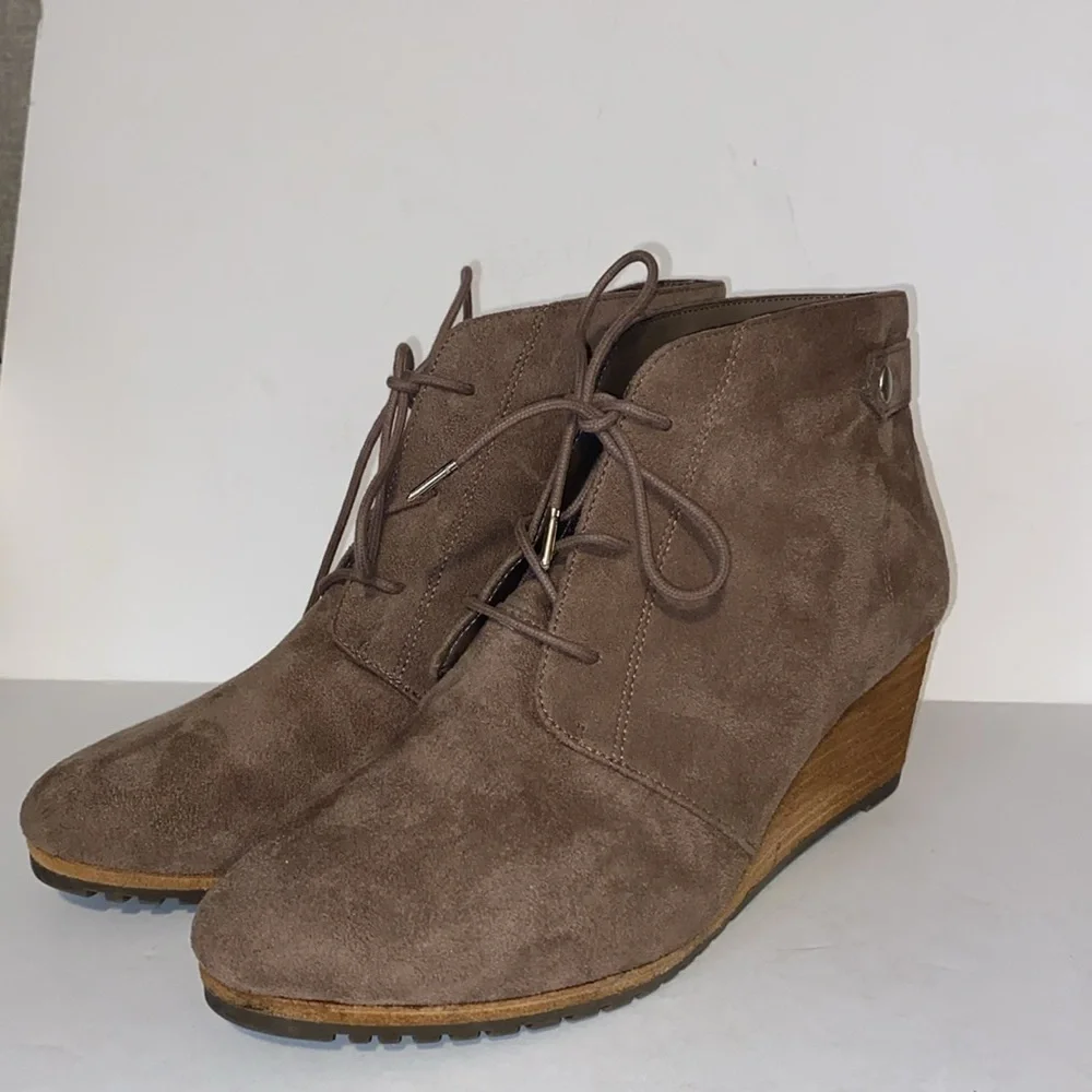 Dr. Scholl's Dynasty Tan Faux Suede Wedge Bootie -